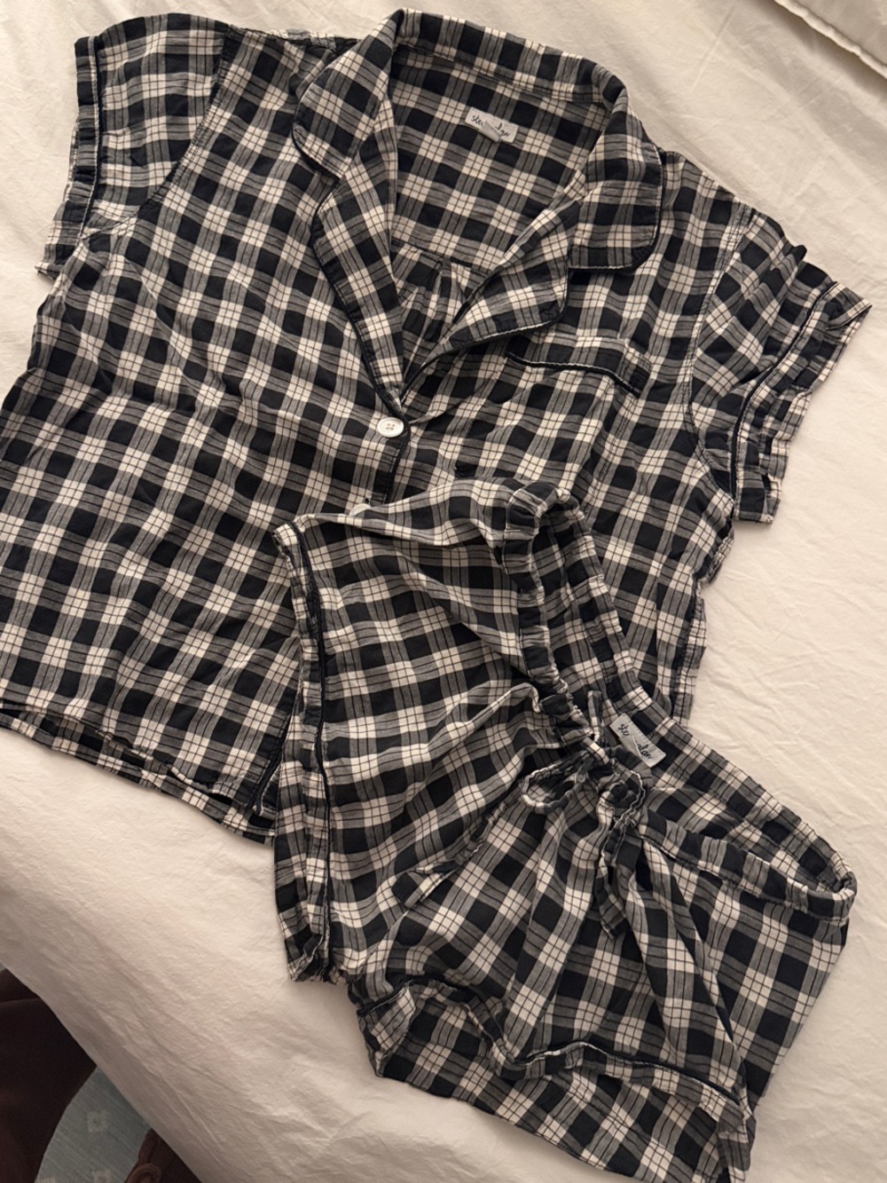 Steven Alan Black and White Plaid Pajama Set